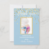 青い金ゴールドはベビーシャワーの男の子|の写真感謝していしています サンキューカード (正面)