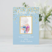 青い金ゴールドはベビーシャワーの男の子|の写真感謝していしています サンキューカード (スタンド正面)