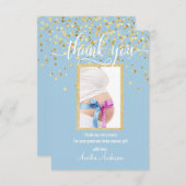 青い金ゴールドはベビーシャワーの男の子|の写真感謝していしています サンキューカード (正面/裏面)