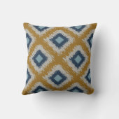 青い金ゴールドイカットパターントバルダイヤモンド編集可能 クッション (裏面)