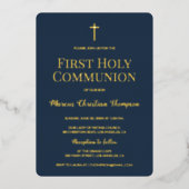 青い金ゴールドエレガントが最初の聖餐式を横断する 箔シーズンカード (正面)