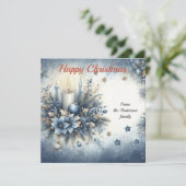 青い金ゴールドエレガントのクリスマスの装飾 シーズンカード (スタンド正面)