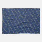 青い金ゴールドクリスマスタイポグラフィパターン#36 ID1009 キッチンタオル (横)