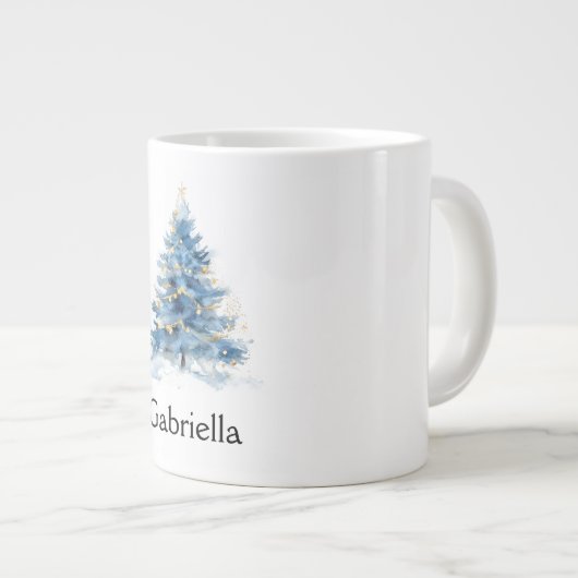 青い金ゴールドクリスマスツリー名 ジャンボコーヒーマグカップ (正面右)