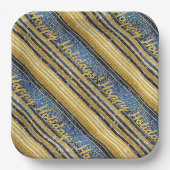 青い金ゴールドクリスマスパターン#28 ID1009 ペーパープレート (正面)