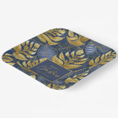 青い金ゴールドクリスマスパターン#29 ID1009 ペーパープレート (傾斜あり)