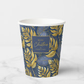 青い金ゴールドクリスマスパターン#29 ID1009 紙コップ (正面)