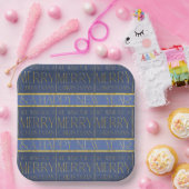 青い金ゴールドクリスマスパターン#34 ID1009 ペーパープレート (パーティー)