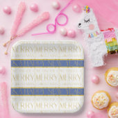 青い金ゴールドクリスマスパターン#35 ID1009 ペーパープレート (パーティー)