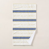 青い金ゴールドクリスマスパターン#35b ID1009 バスタオルセット (ハンドタオル)