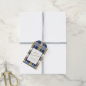 青い金ゴールドクリスマスパターン#7 ID1009 ギフトタグ (より糸付き)