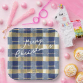 青い金ゴールドクリスマスパターン#7 ID1009 ペーパープレート (パーティー)