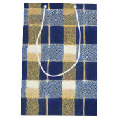 青い金ゴールドクリスマスパターン#7 ID1009 ミディアムペーパーバッグ (裏面)