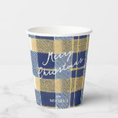 青い金ゴールドクリスマスパターン#7 ID1009 紙コップ (裏面)