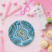 青い金ゴールドグラフィックエージェント ペーパープレート (パーティー)