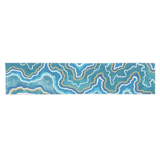 青い金ゴールドグラフ ショートテーブルランナー (横)