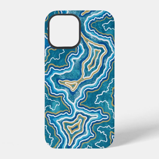 青い金ゴールドグラフ iPhoneケース (裏面)