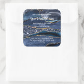 青い金ゴールドグリッターゲート大理石キャンドルラベル スクエアシール (バッグ)