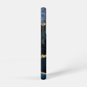 青い金ゴールドグリッター大理石キューアトムの名前と文字 SAMSUNG GALAXYケース (右側面)