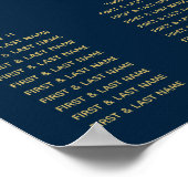 青い金ゴールドゲートグリッター結婚の座席表 ポスター (角)