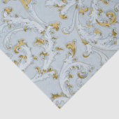 青い金ゴールドスクロールスワールヴィンテージパターンの切り離し 薄葉紙 (詳細)