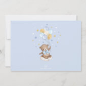 青い金ゴールドテディベアームーンバルーンズ星 サンキューカード (裏面)