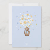 青い金ゴールドテディベア気球ボーイベビーシャワーInvi 招待状 (裏面)