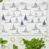 青い金ゴールドパターン#5 ID1009 キッチンタオル (折り畳み)