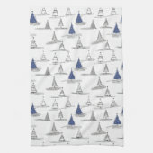 青い金ゴールドパターン#5 ID1009 キッチンタオル (縦)