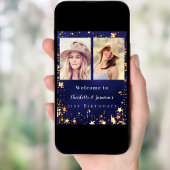 青い金ゴールドフォトスター2人の誕生日へようこそ ポスター