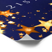 青い金ゴールドフォトスター2人の誕生日へようこそ ポスター (角)