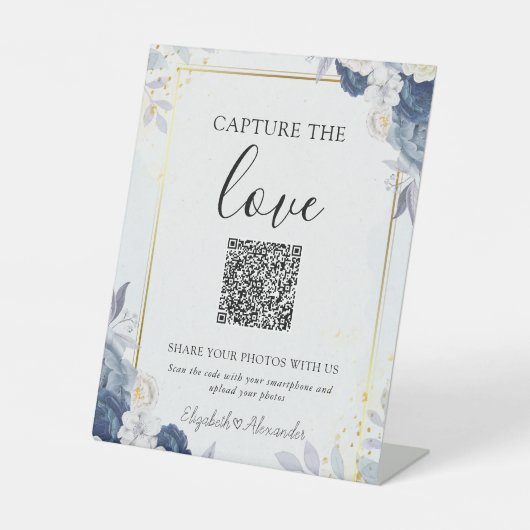 青い金ゴールドフローラが愛を捉え結婚る 台座サイン (正面)