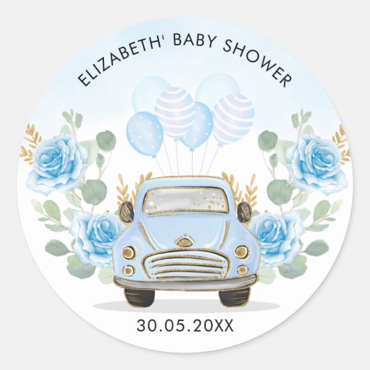 青い金ゴールドフローラはシャワーの好意でドライブ ラウンドシール (正面)