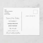 青い金ゴールドフローラ植物結婚式の日付を保存 ポストカード (裏面)