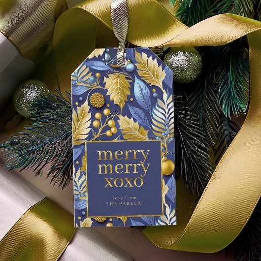 青い金ゴールドメリーのメリークリスマスパターン#22 ID1009 ギフトタグ