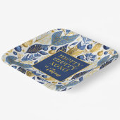 青い金ゴールドメリークリスマスパターン#21 ID1009 ペーパープレート (傾斜あり)