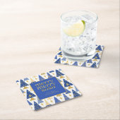 青い金ゴールドメリークリスマスパターン#25 ID1009 スクエアペーパーコースター (インサイチュ)