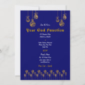 青い金ゴールドモダンのクリスマスツリー招待状 招待状 (裏面)