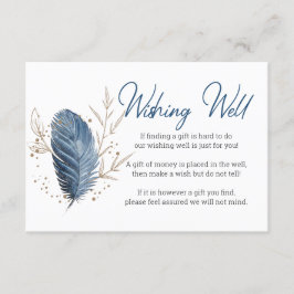 青い金ゴールドモダンエレガントフローラ エンクロージャーカード