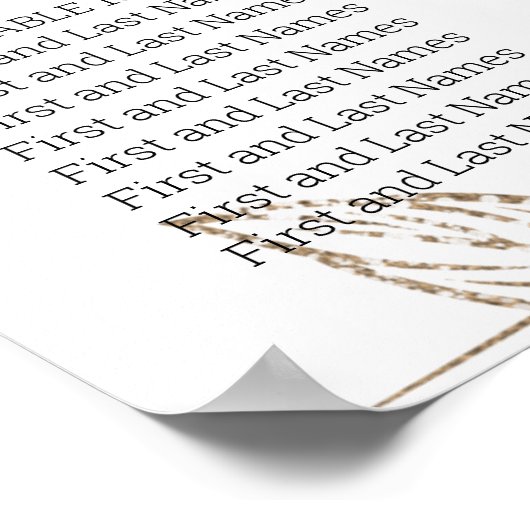 青い金ゴールドモダンフローラエレガントシーティングチャート ポスター (角)