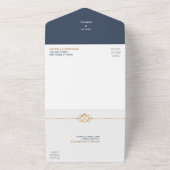 青い金ゴールドモダン写真 オールインワン招待状 (外側)