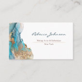 青い金ゴールドモダン抽象芸術水色 名刺 (正面)