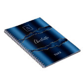 青い金ゴールド大理石の名前ビジネスロゴ ノートブック (右側)