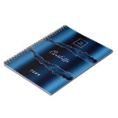 青い金ゴールド大理石の名前ビジネスロゴ ノートブック (左側)