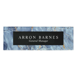 青い金ゴールド大理石従業員スタッフ磁気名タグ 名札