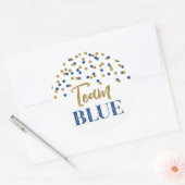 青い金ゴールド性別が赤ちゃんシャワーチームブルーを明らかにする ラウンドシール (封筒)