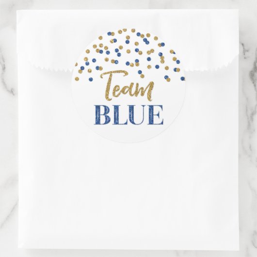 青い金ゴールド性別が赤ちゃんシャワーチームブルーを明らかにする ラウンドシール (バッグ)