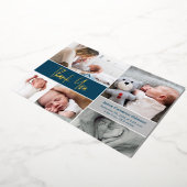 青い金ゴールド手打カスタムち写真赤ちゃんシャワー 箔シーズンカード (回転した状態)