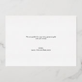 青い金ゴールド手打カスタムち写真赤ちゃんシャワー 箔シーズンカード (裏面)