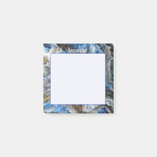 青い金ゴールド抽象芸術の3D効果パーソナライズされた3x3 ポストイット (正面)